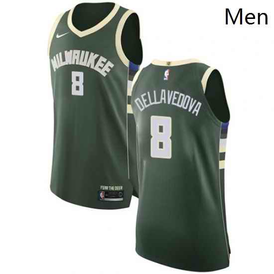 Mens Nike Milwaukee Bucks 8 Matthew Dellavedova Authentic Green Road NBA Jersey Icon Edition